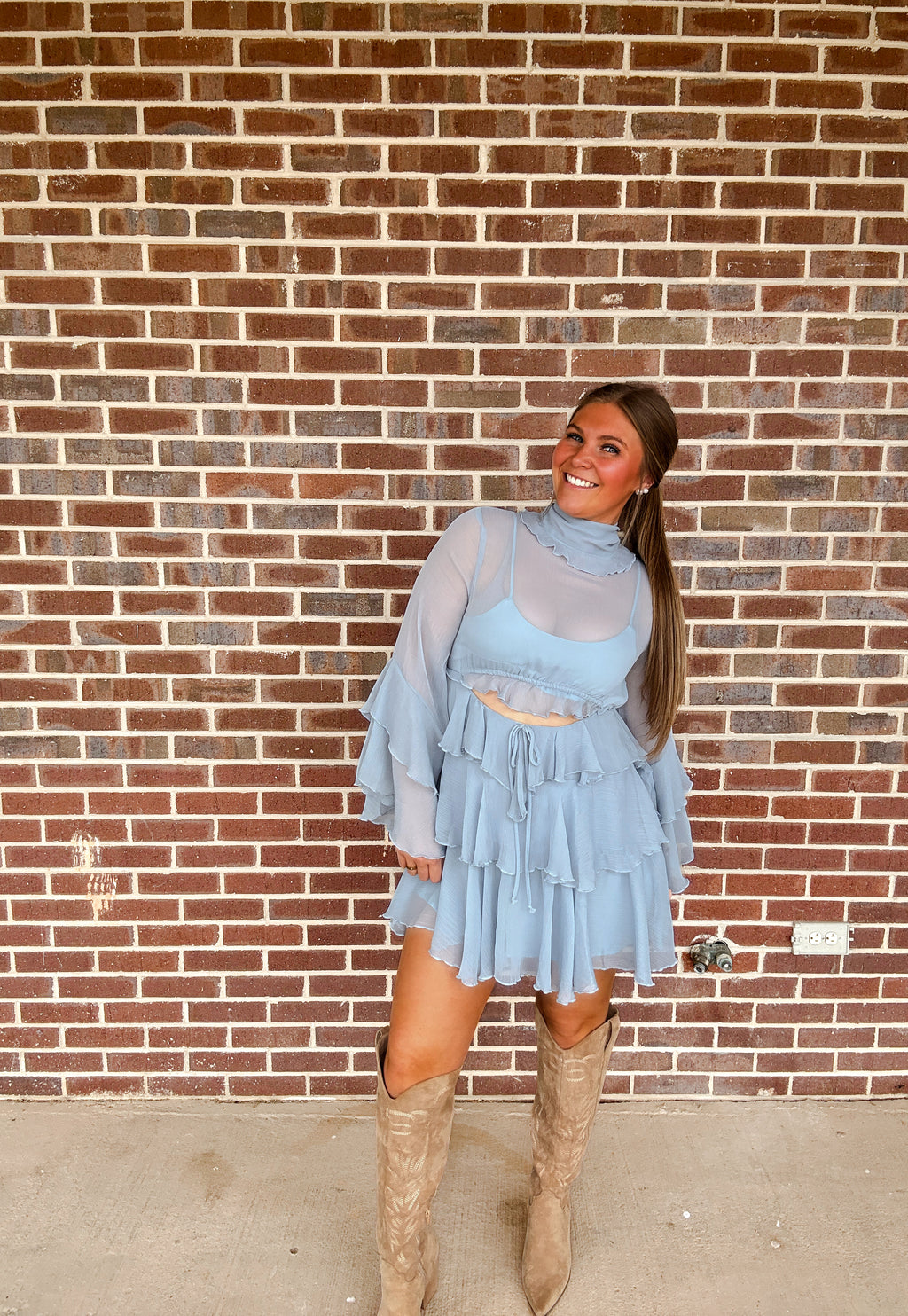The Ruffle Dusty Blue Dress