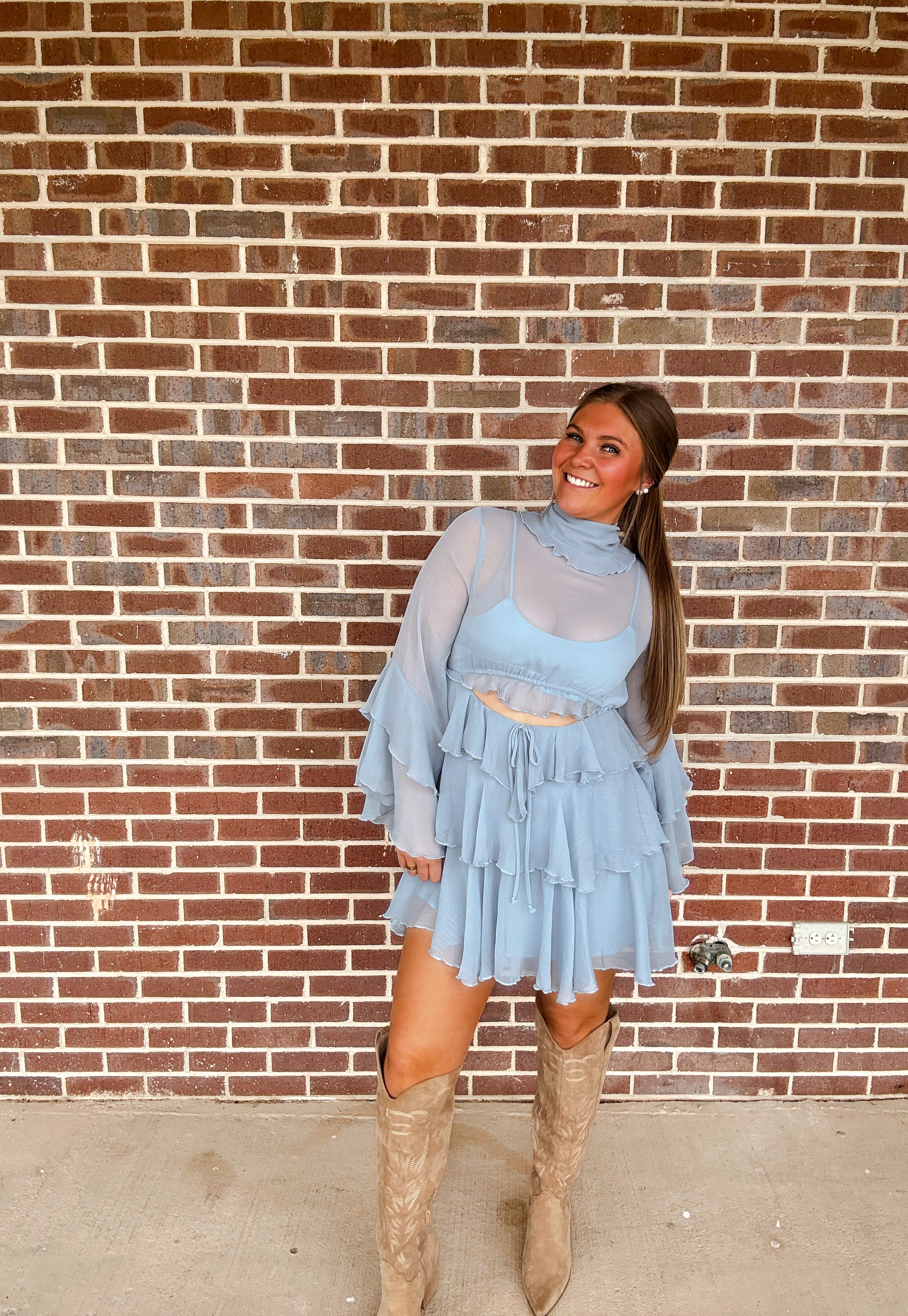 The Ruffle Dusty Blue Dress