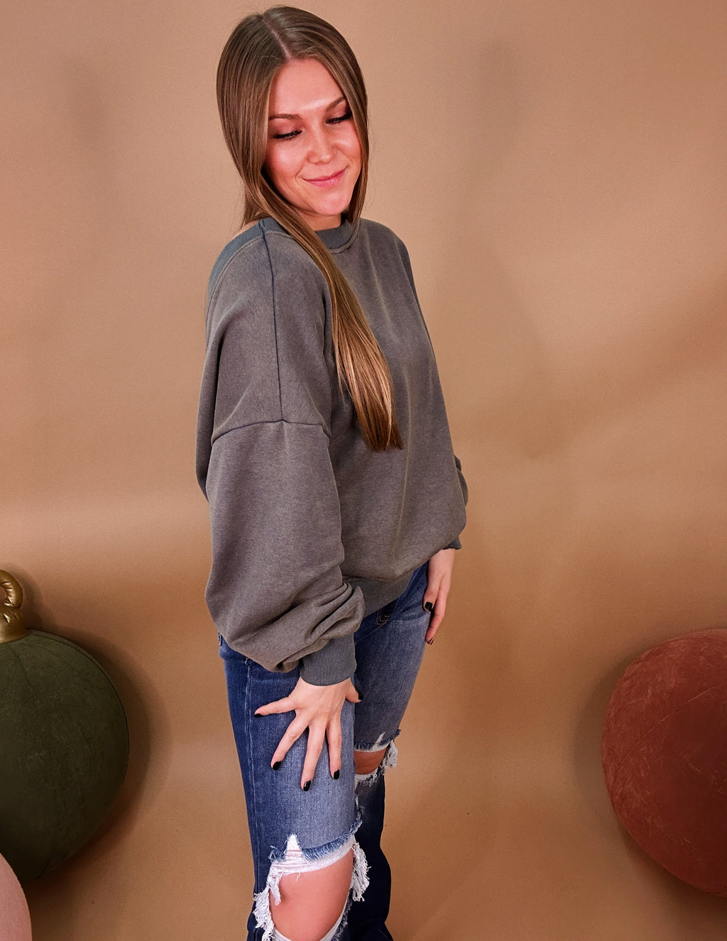 Cut it out top- Vintage moss