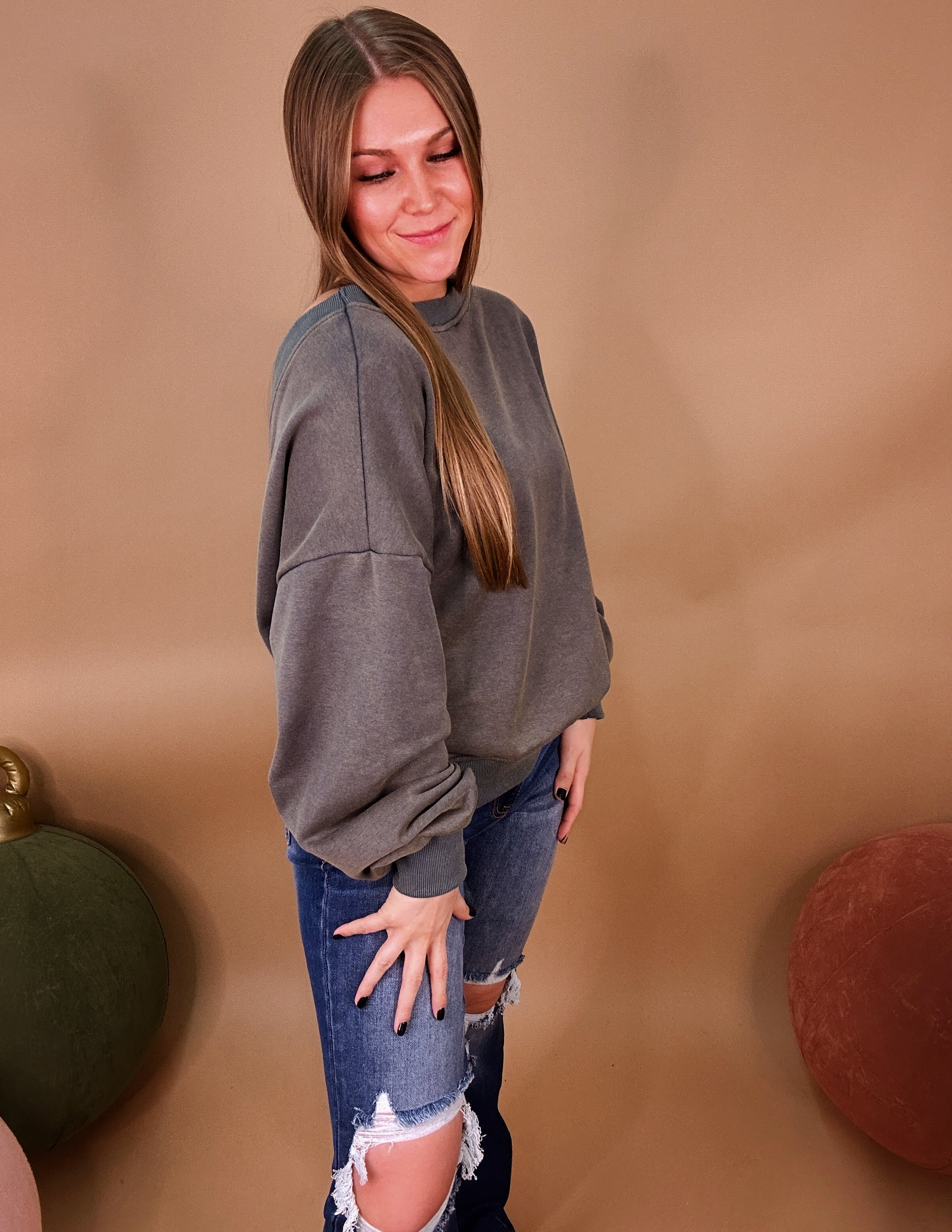 Cut it out top- Vintage moss