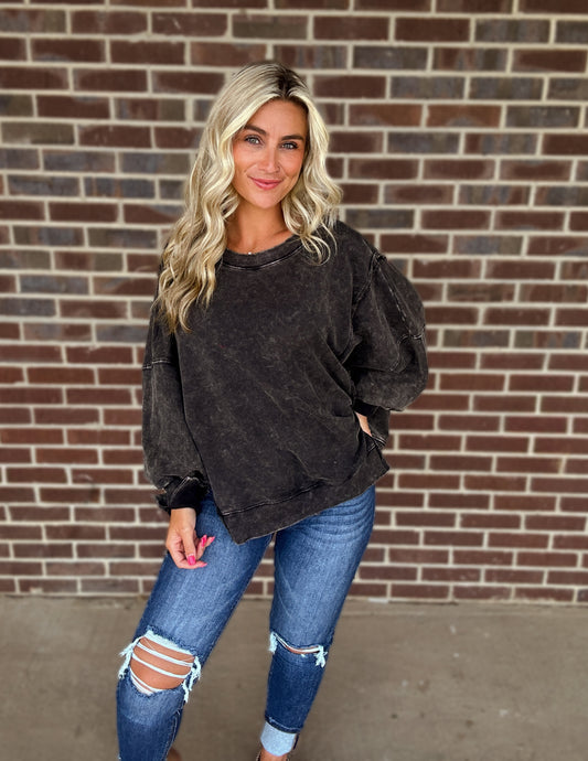 Oversized girlie pullover- Ash Black