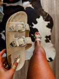 Straight Shooter Sandals- Cream