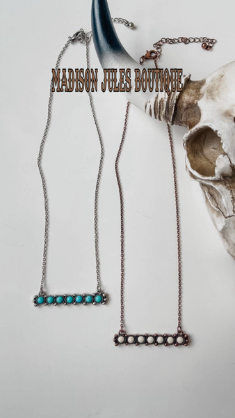 Beaded Bar Necklace Turquoise