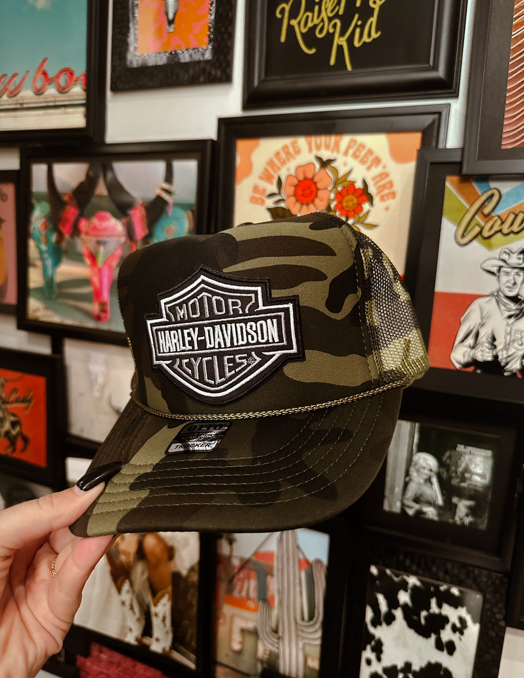 HD Olive camo trucker