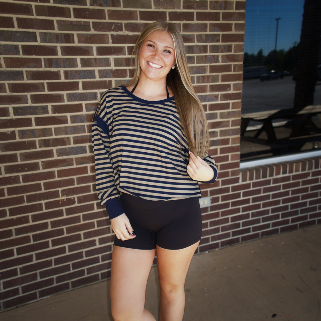 The Lottie Open Back Top- Navy