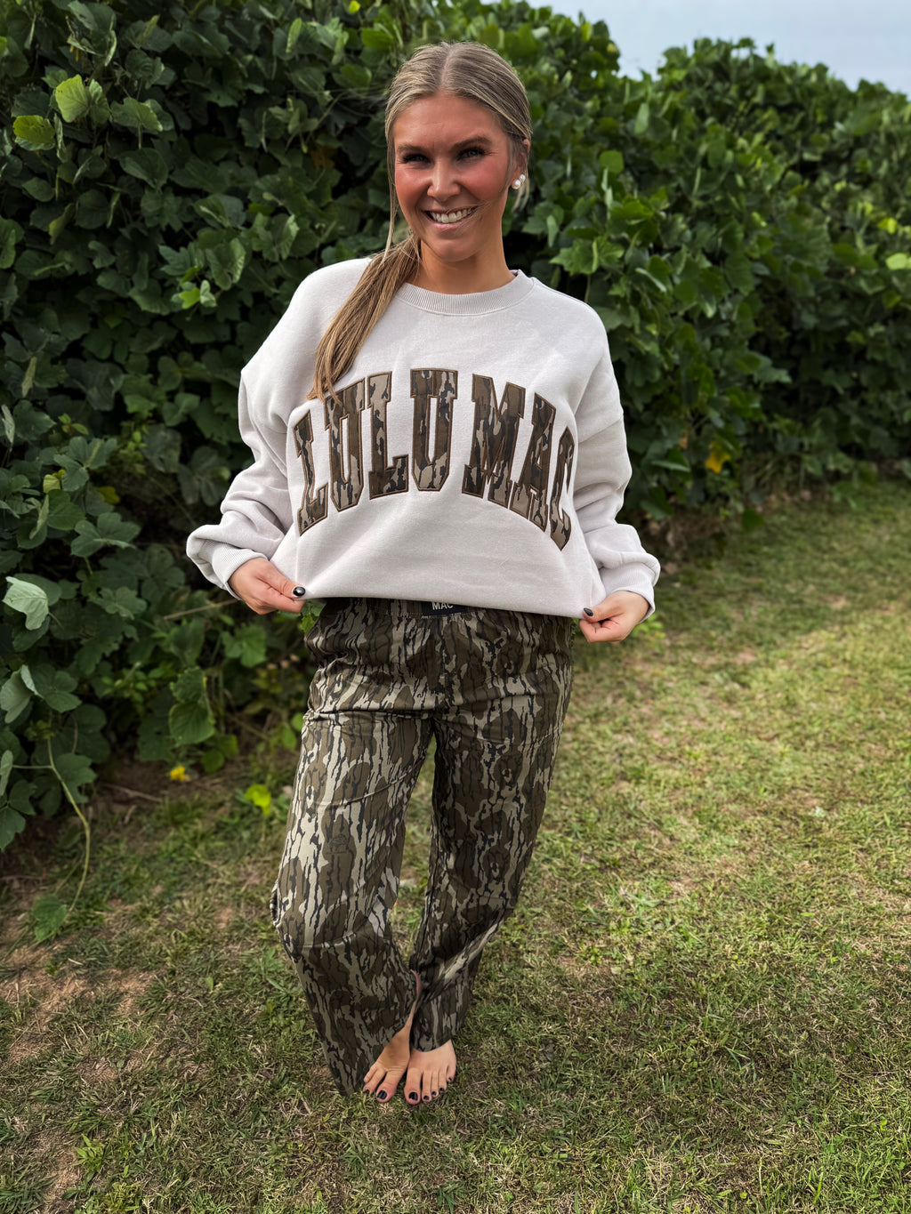 The Mossy Camo Pullover- Greige