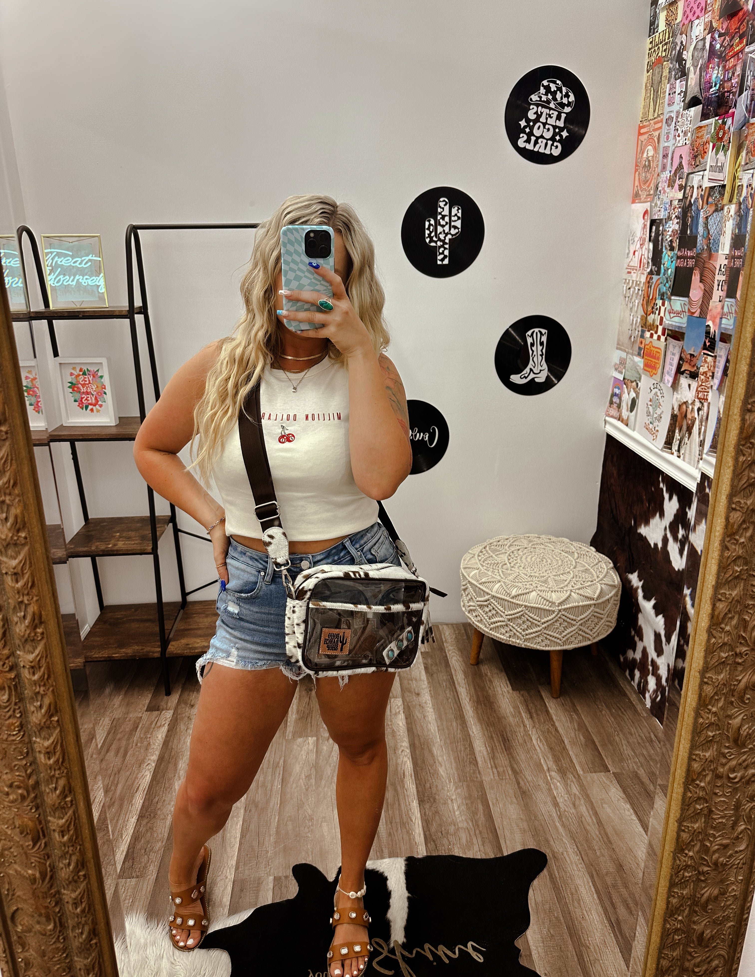 Clear Cowhide Crossbody Purse - Concert Festival