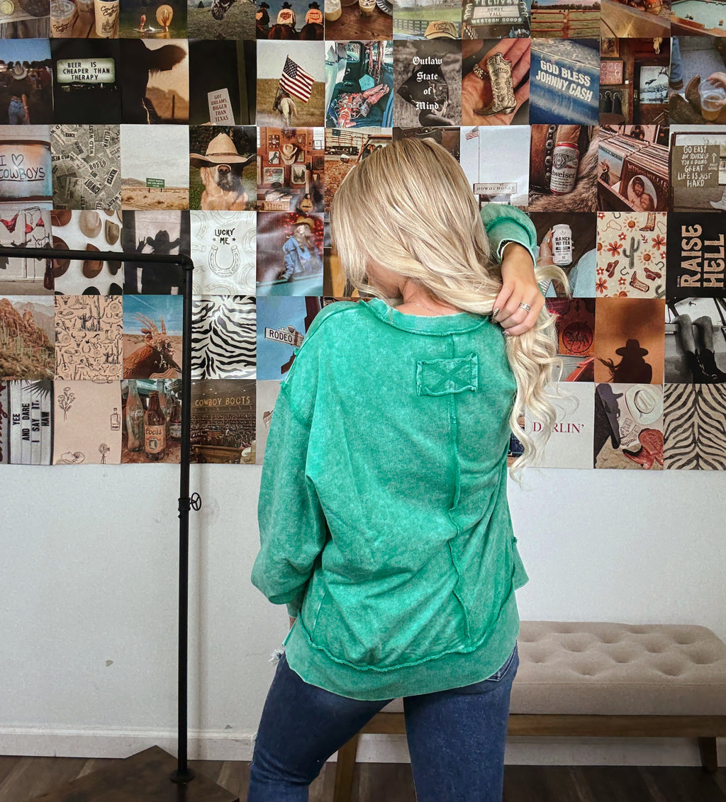Oversized Girlie Pullover- Kelly Green
