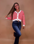 Checked into you cardigan- Red