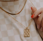 Checkered Necklace in Gold