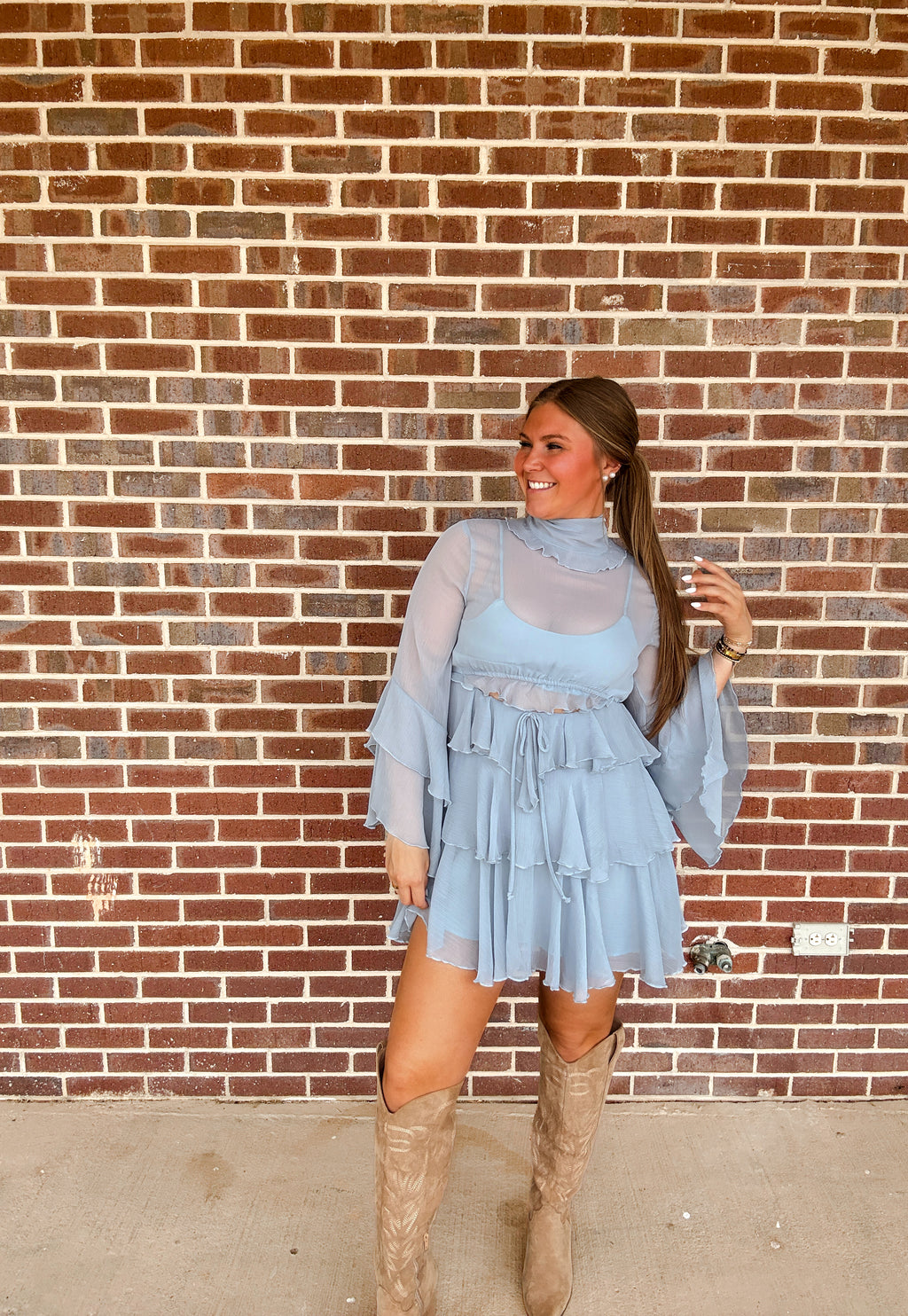 The Ruffle Dusty Blue Dress