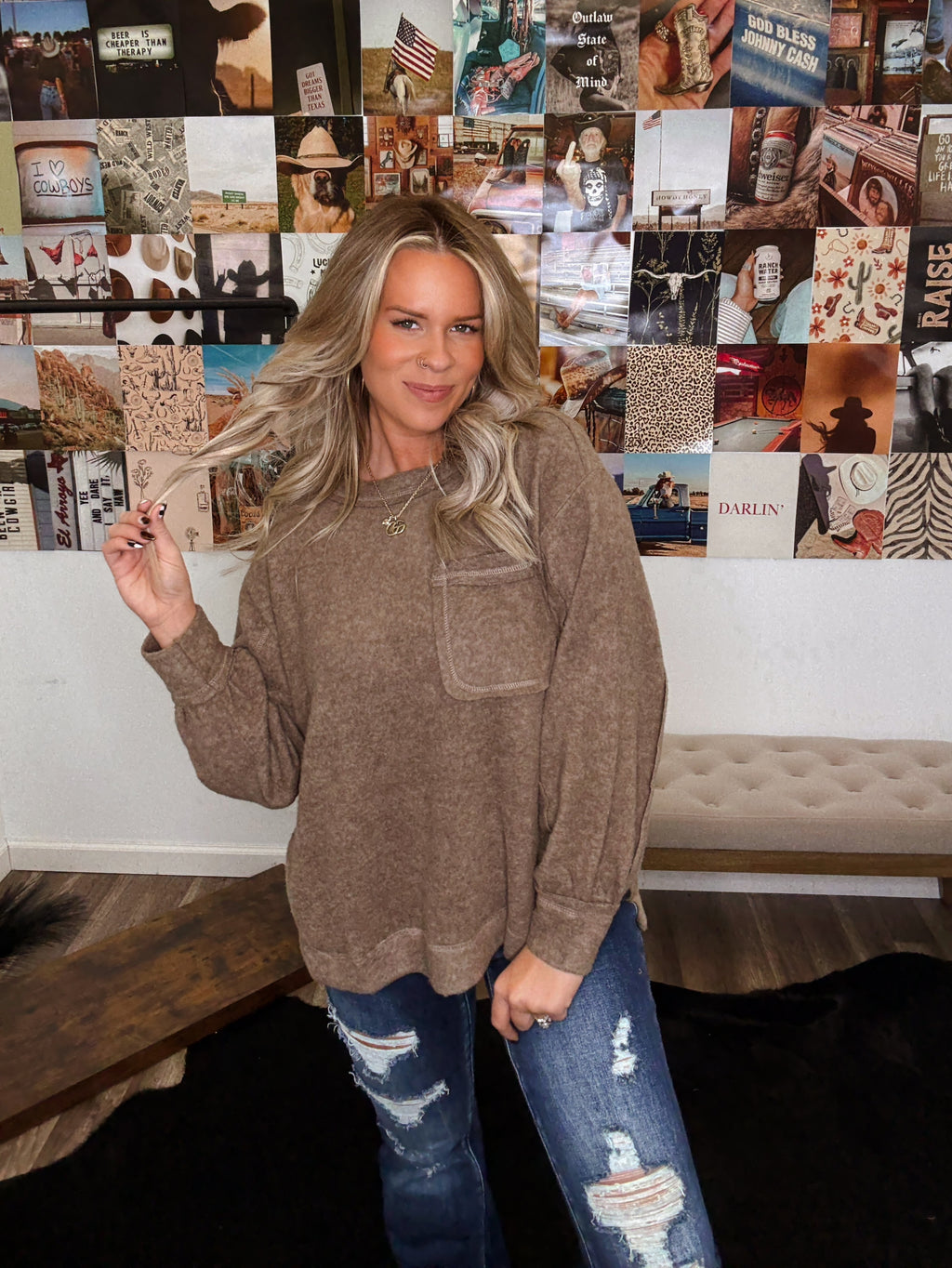 The Vintage Girl Top- Mocha