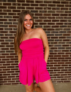 Here comes the sun Romper- Hot Pink