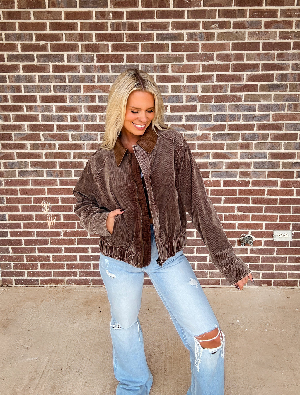Mineral Wash Corduroy Bomber Jacket