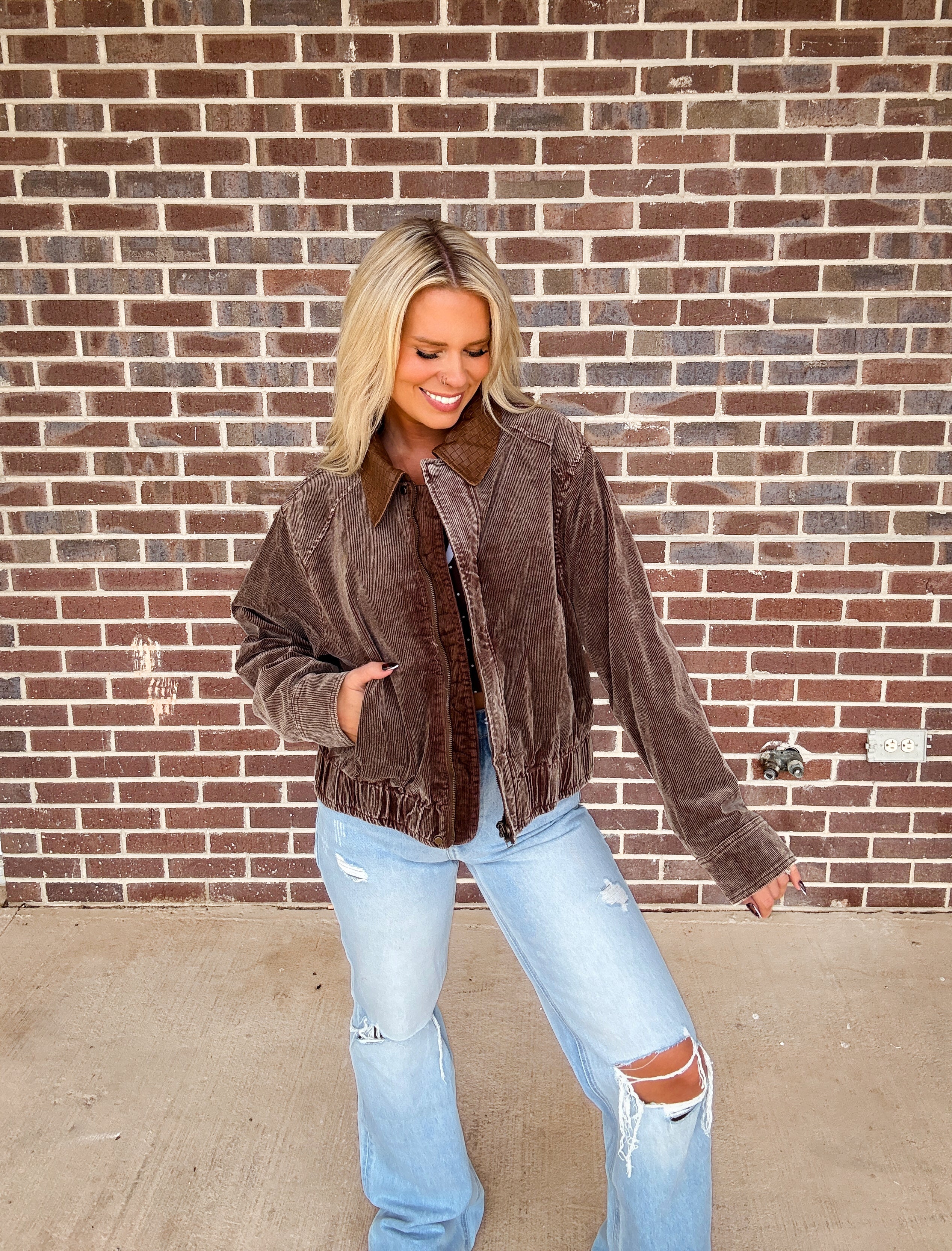 Mineral Wash Corduroy Bomber Jacket