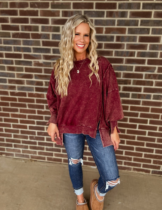 Oversized girlie pullover- Cabernet