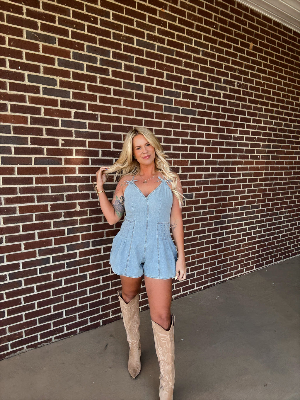 Warmer Days Romper- Denim