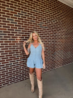 Warmer Days Romper- Denim
