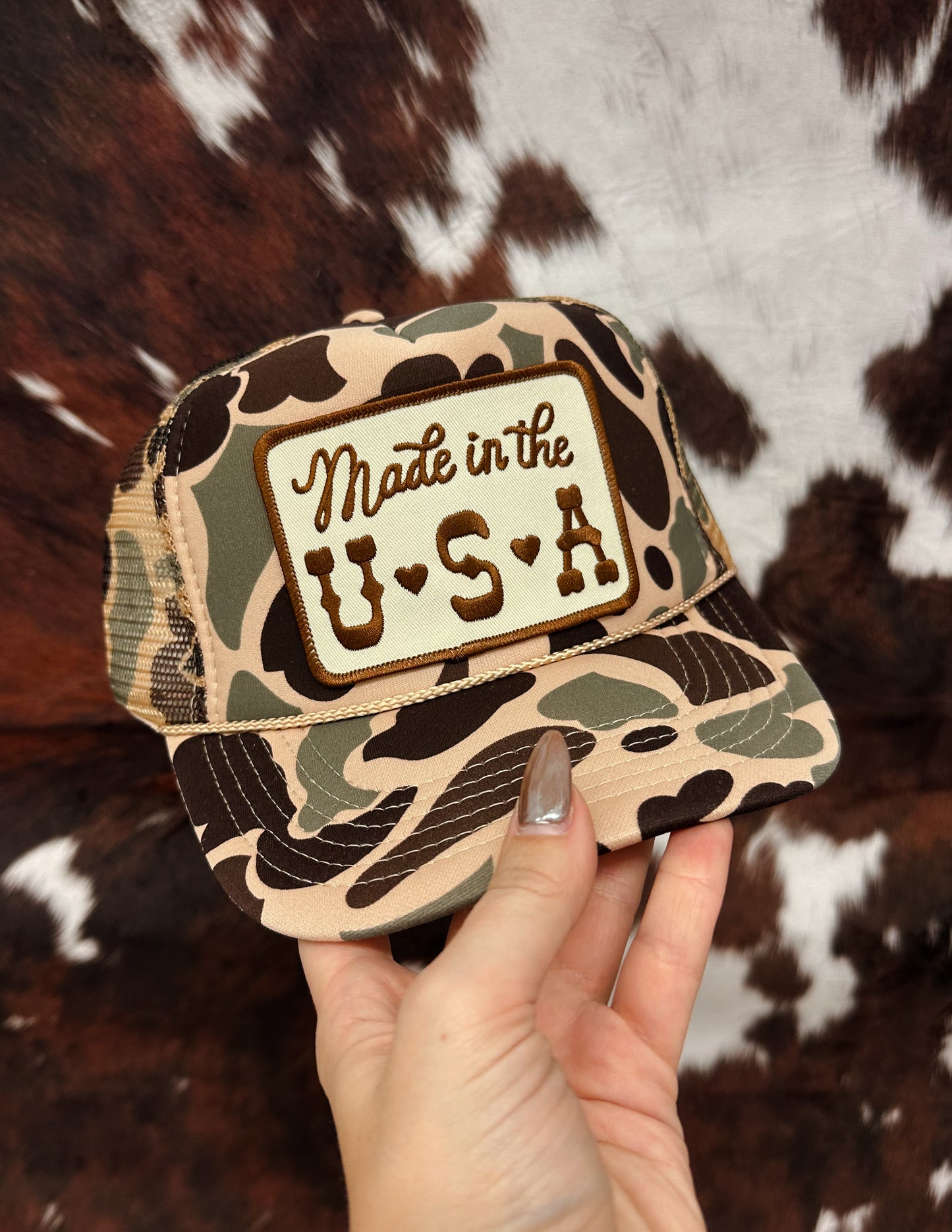 Made In the USA camo trucker hat