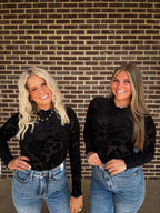 The Lux Velvet Mesh top- Black