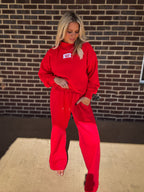 The Girlie Wide Leg Pants- Red
