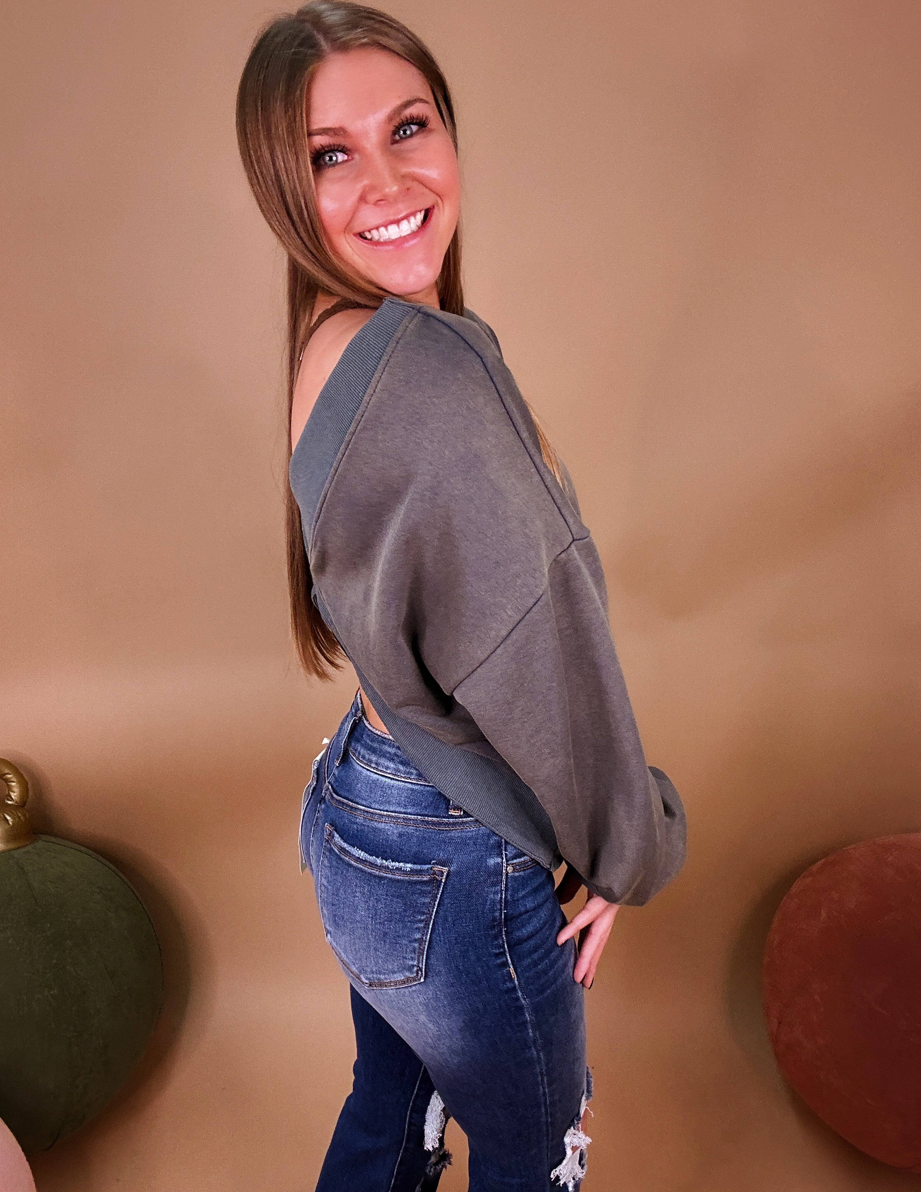 Cut it out top- Vintage moss