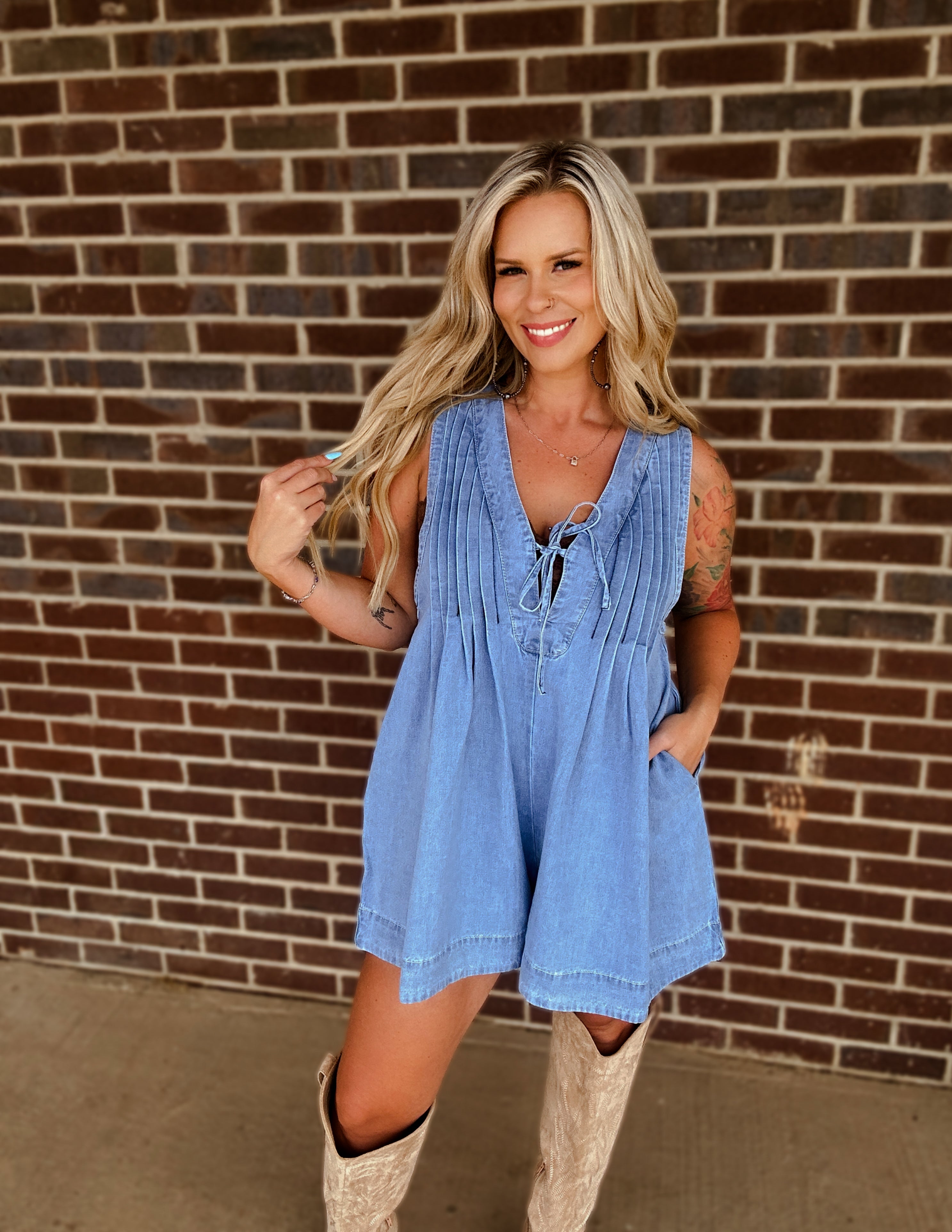 The Slate Denim Romper