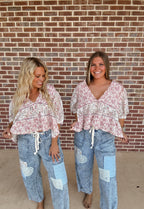 Ditsy Floral Top- Pink