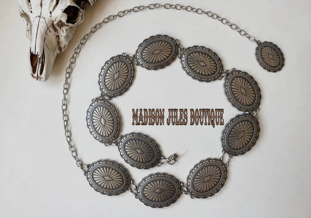 Western Conch Chain Belt Silver