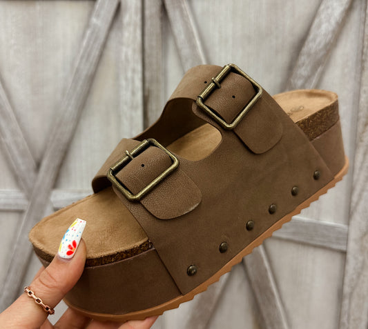 The Jane platform sandals- Taupe