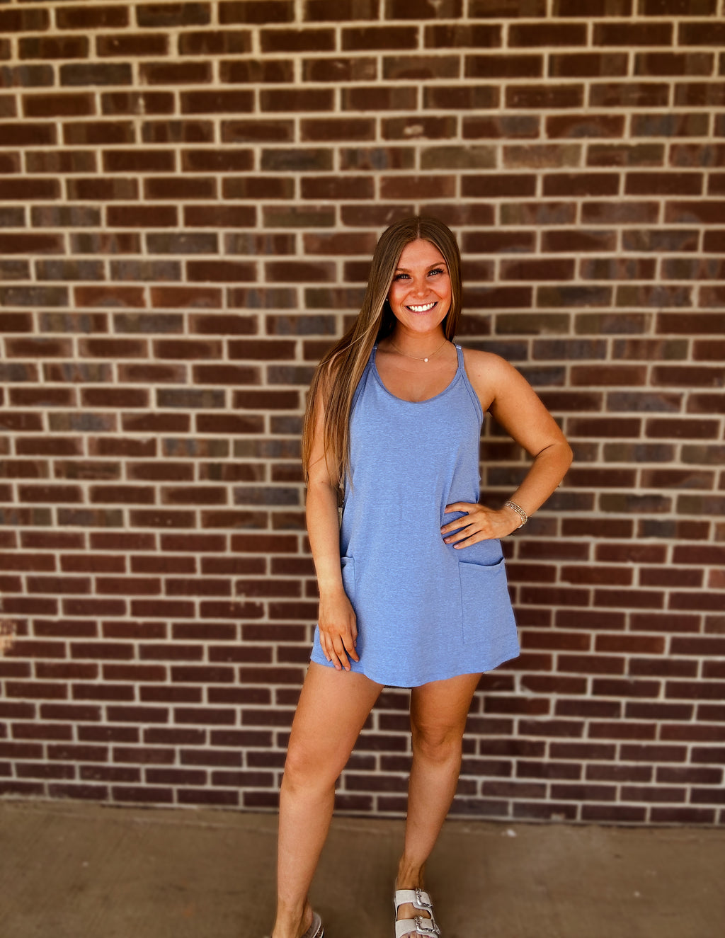 Things To Do Romper Dress- Blue