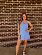 Things To Do Romper Dress- Blue