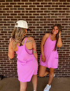 Things To Do Romper Dress- Mauve