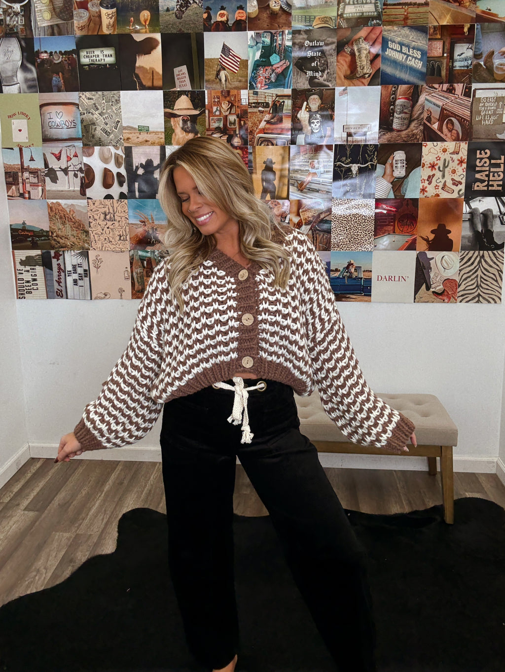 9-5 Vintage Chunky Cardigan- Mocha