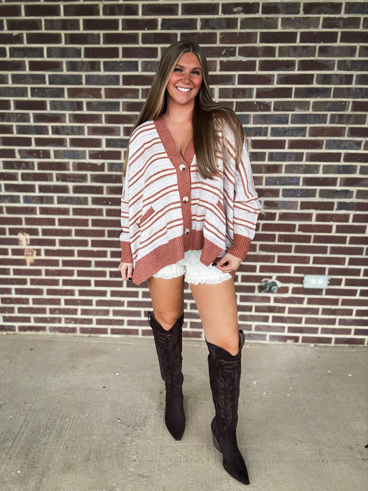The Horizon Cardigan- Rust