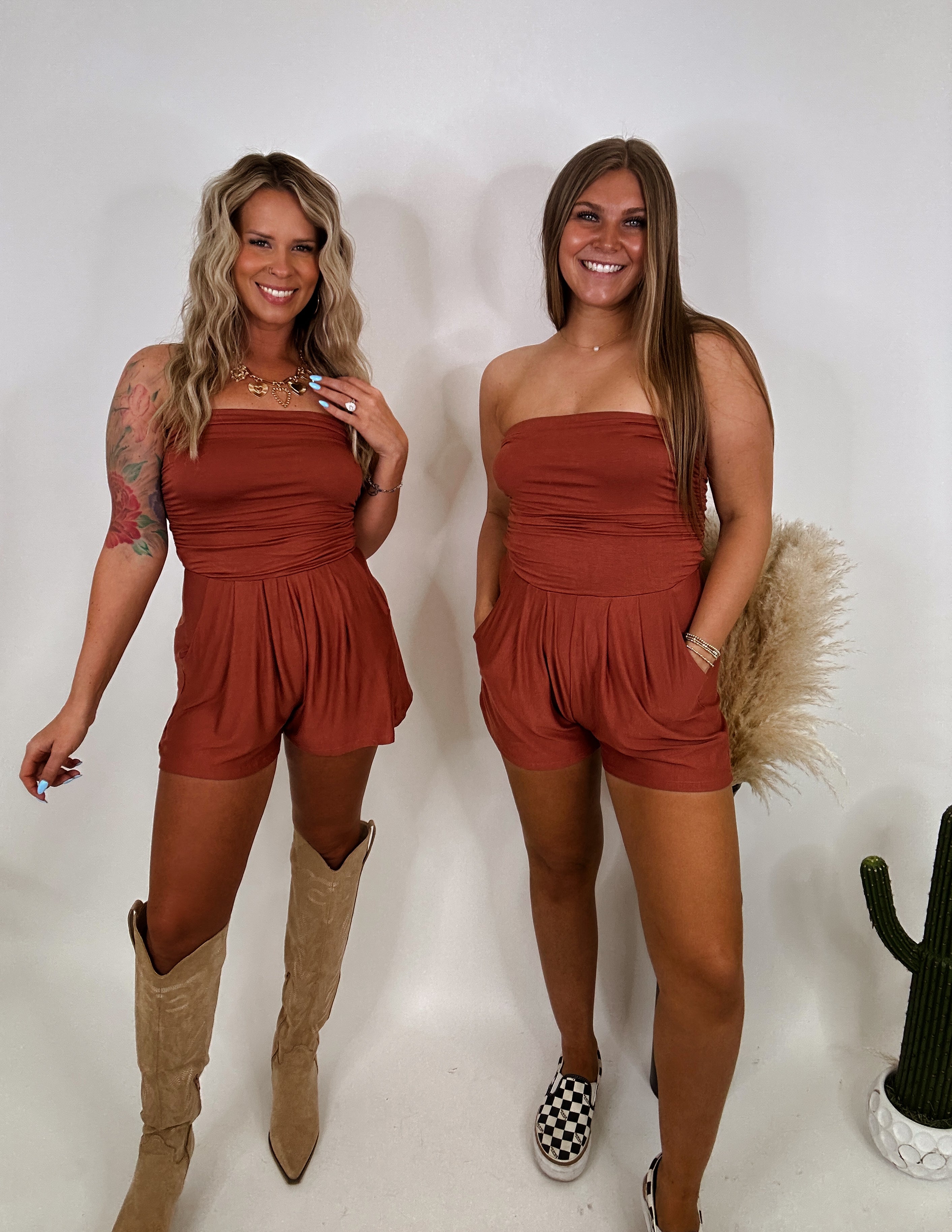 Here comes the sun Romper- Rust