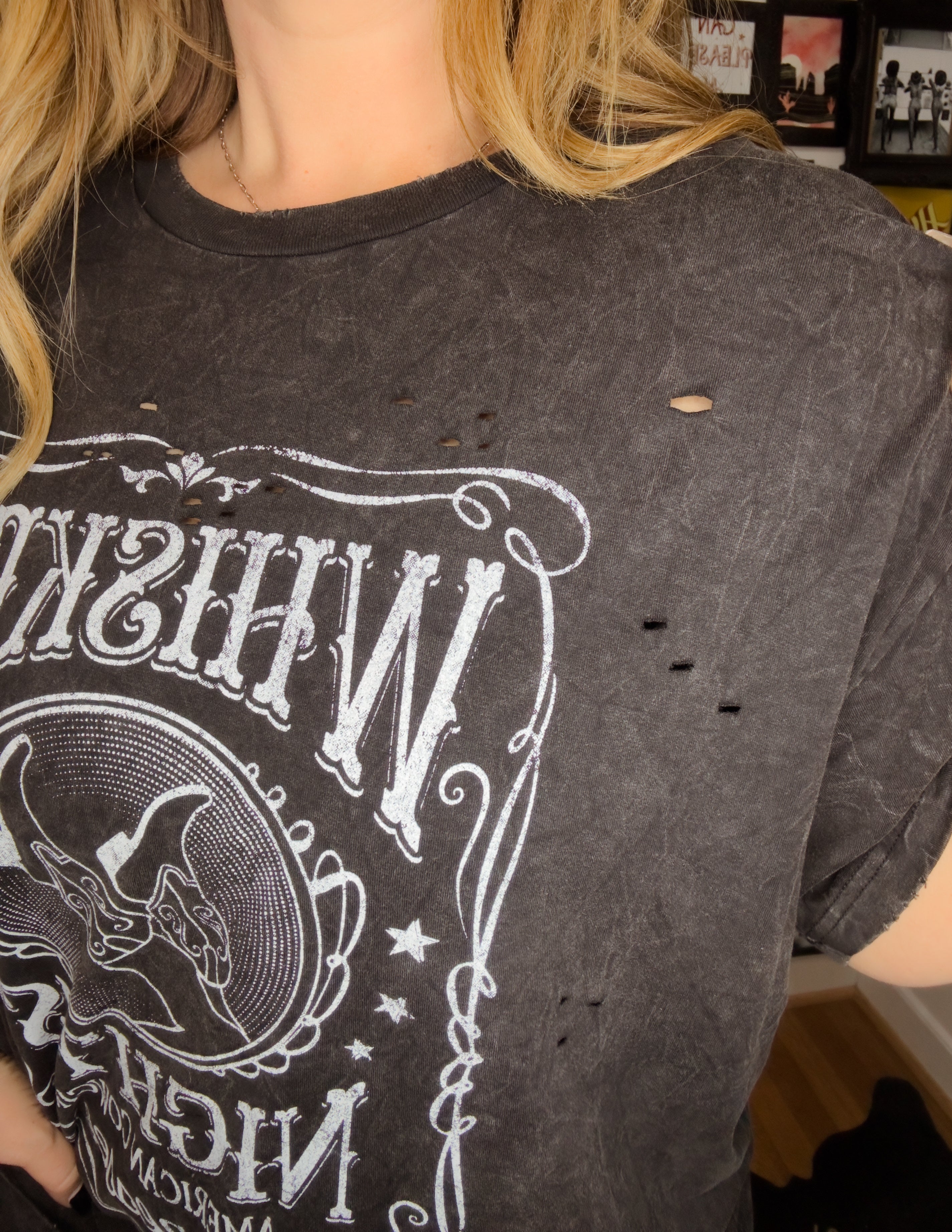 Whiskey Nights distressed tee