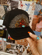 Feather stone Trucker hat- Black