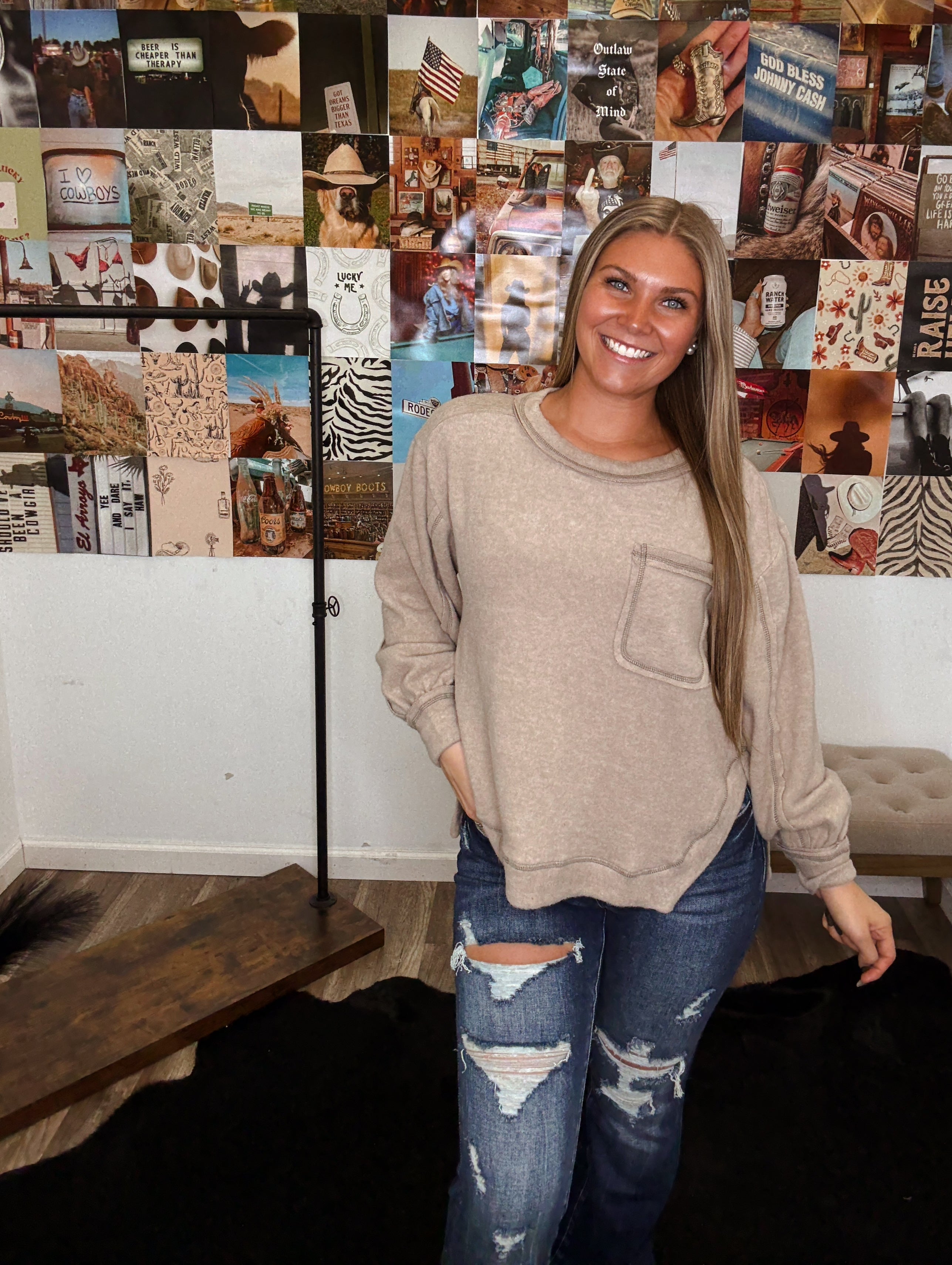 The Vintage Girl Top- Ash Mocha