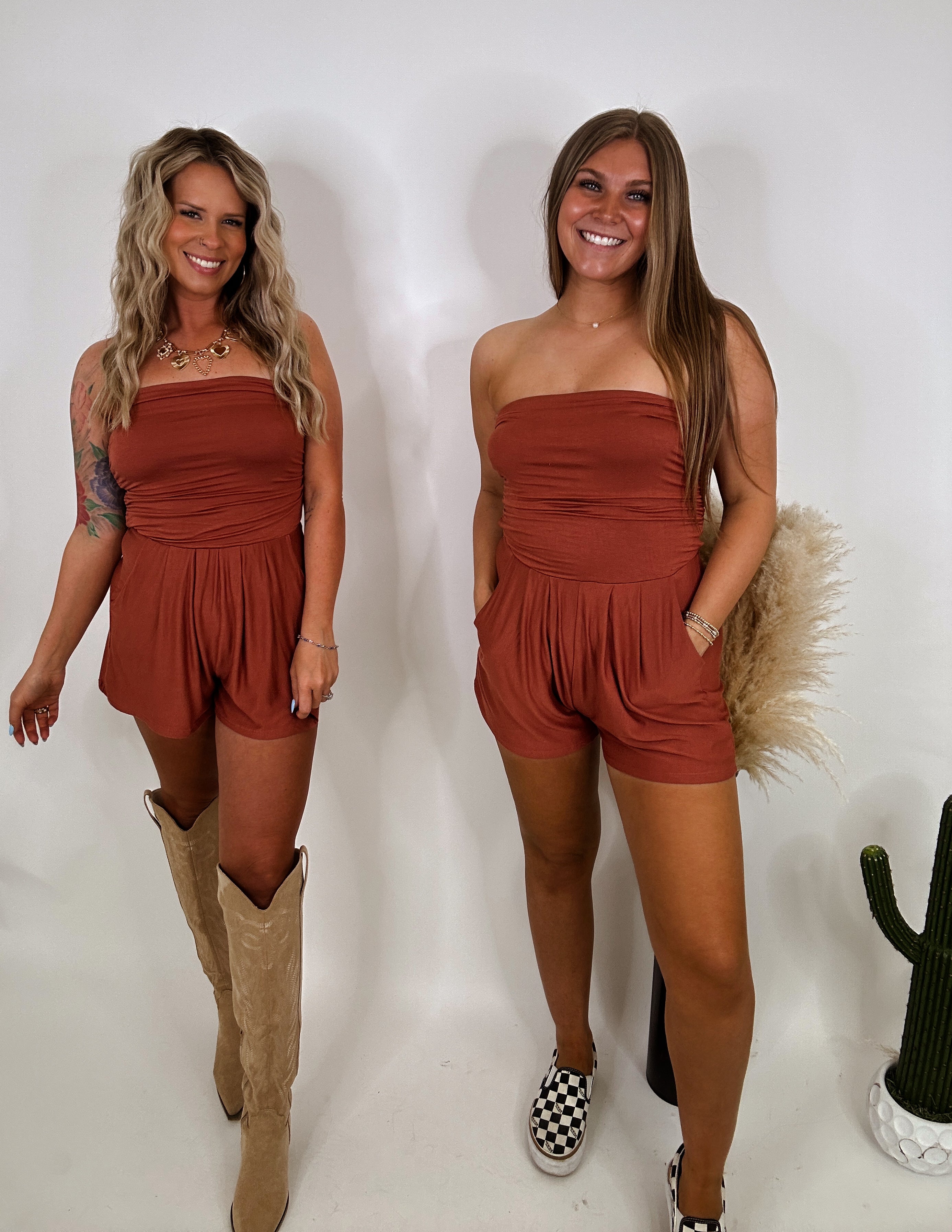 Here comes the sun Romper- Rust