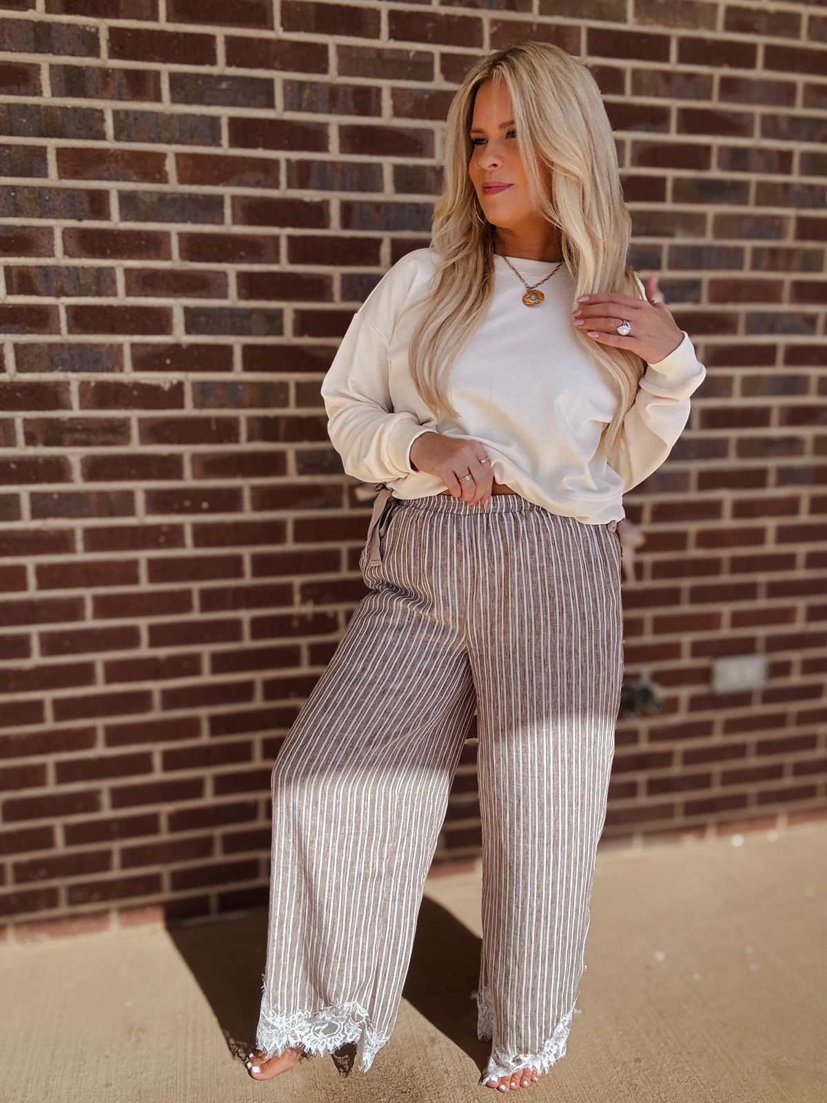 The Hayes Lace Trim Pants