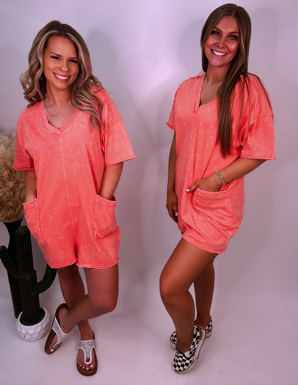 The Rae Romper- Coral