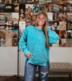 Oversized Girlie Pullover- Teal