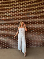Maci Striped Jumpsuit- Taupe