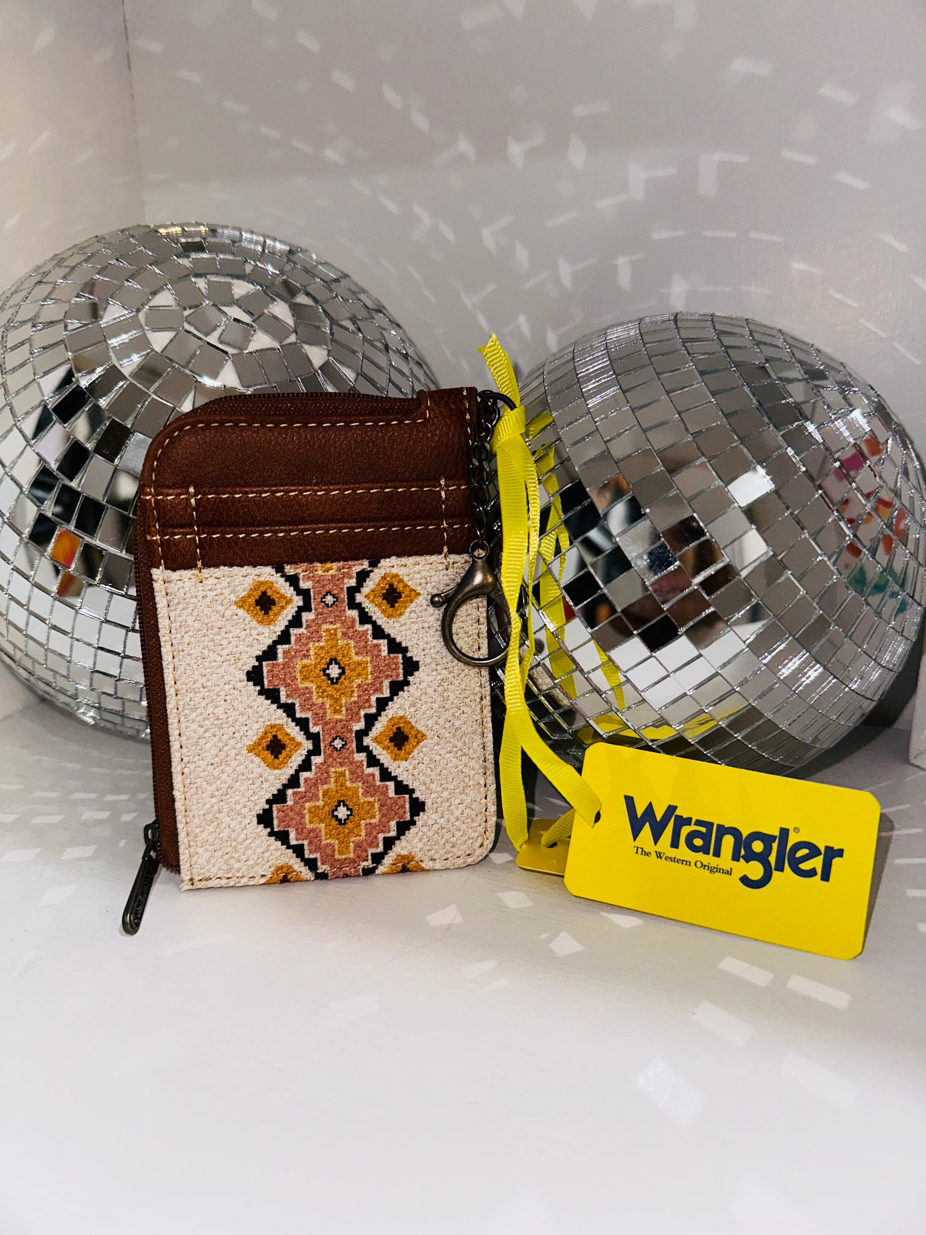 Wrangler Southwestern Art Print Mini Zip Card Case - Coffee