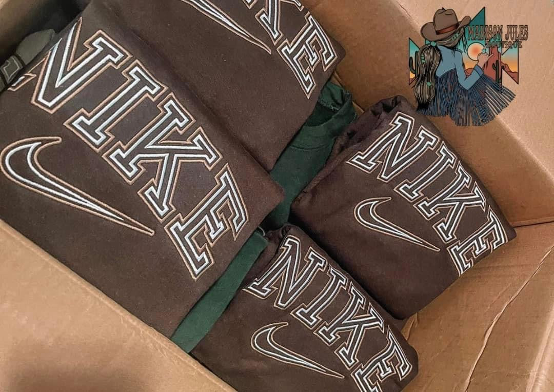 Embroidered Crewneck sand,white or brown- preorder