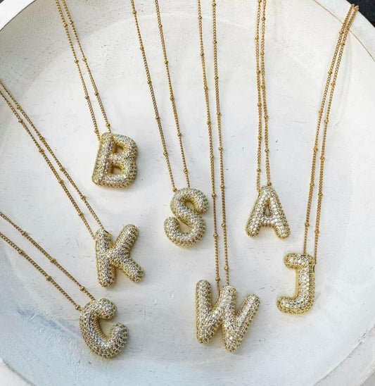 DIAMOND BUBBLE LETTER NECKLACE