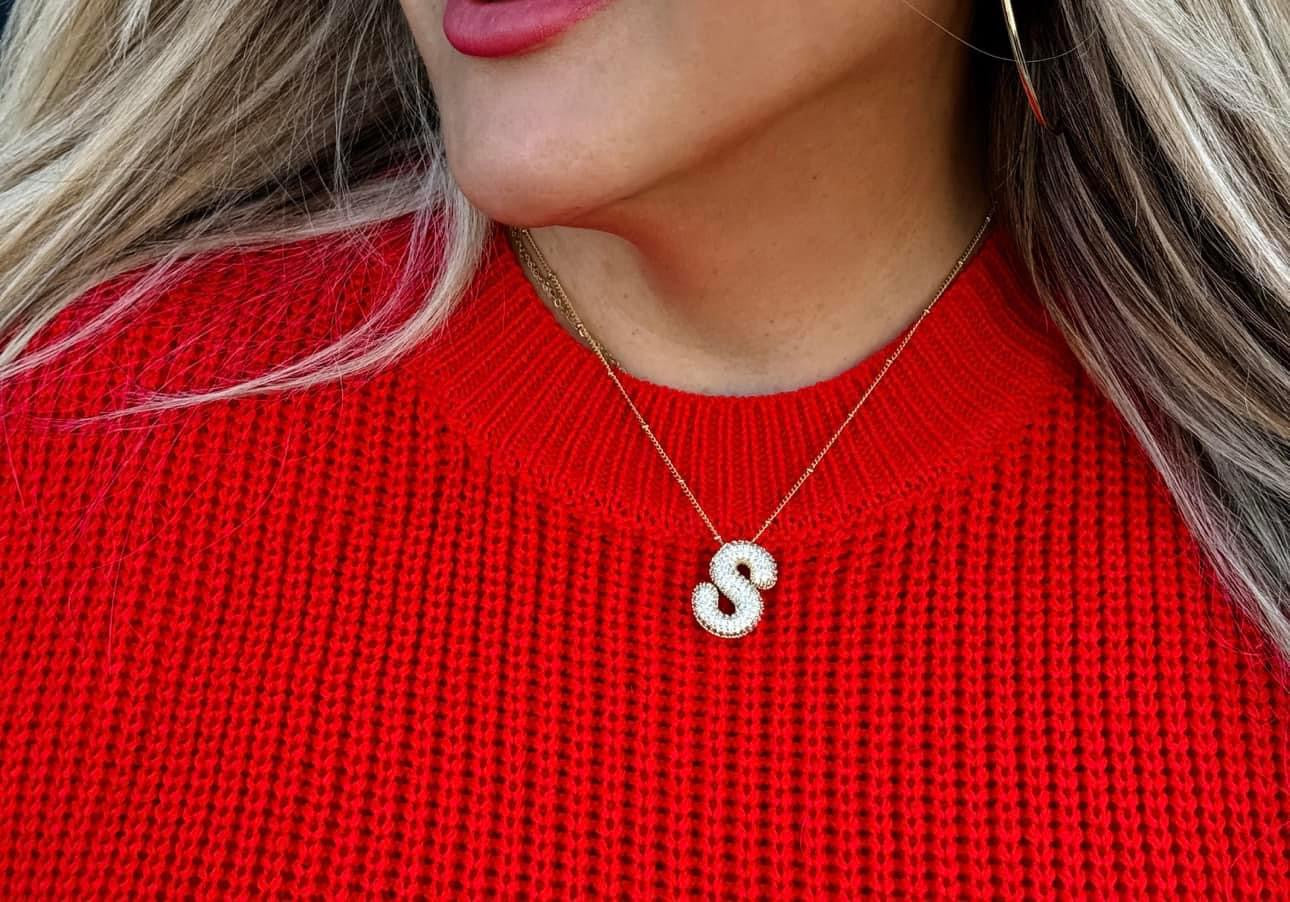 DIAMOND BUBBLE LETTER NECKLACE – MadisonJules