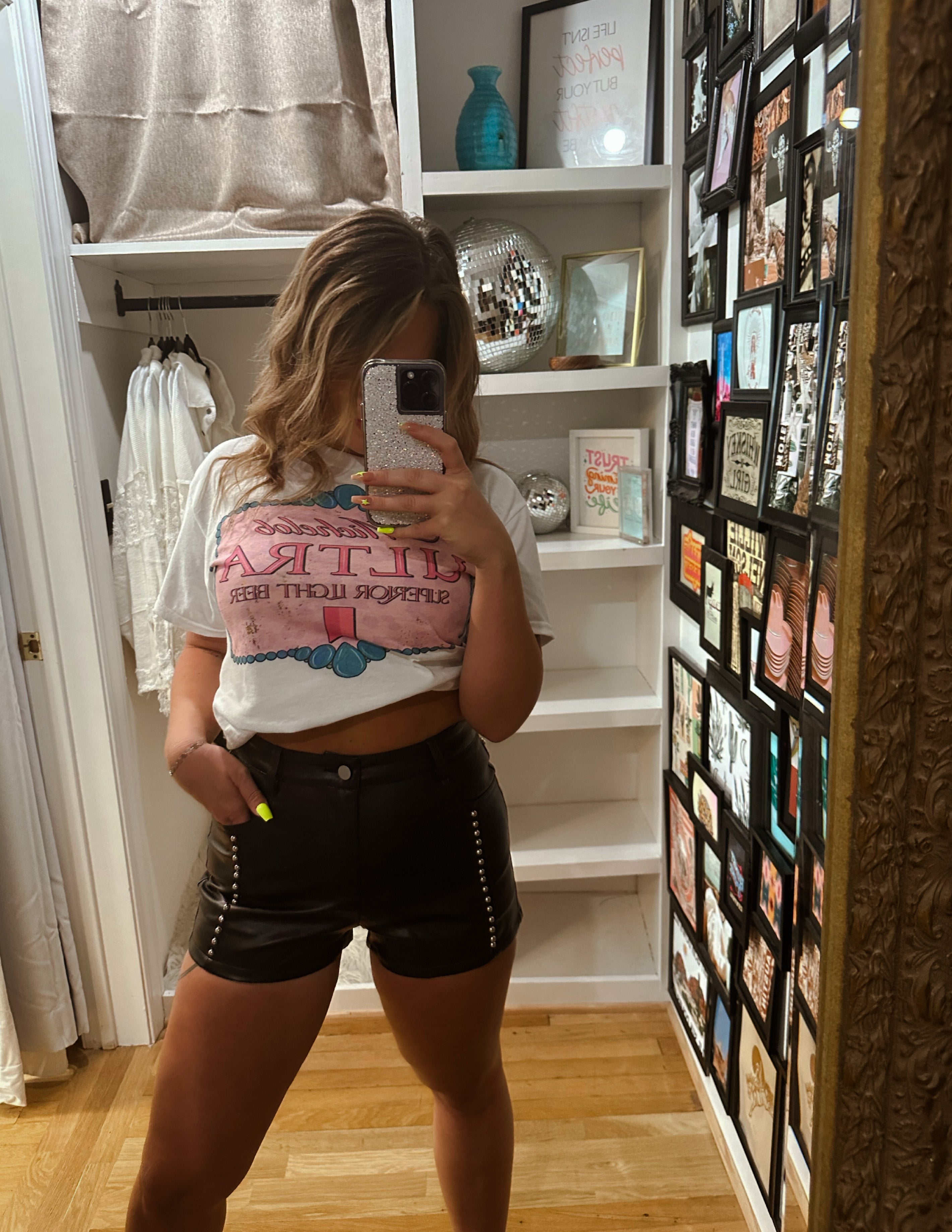 Lane studded leather shorts