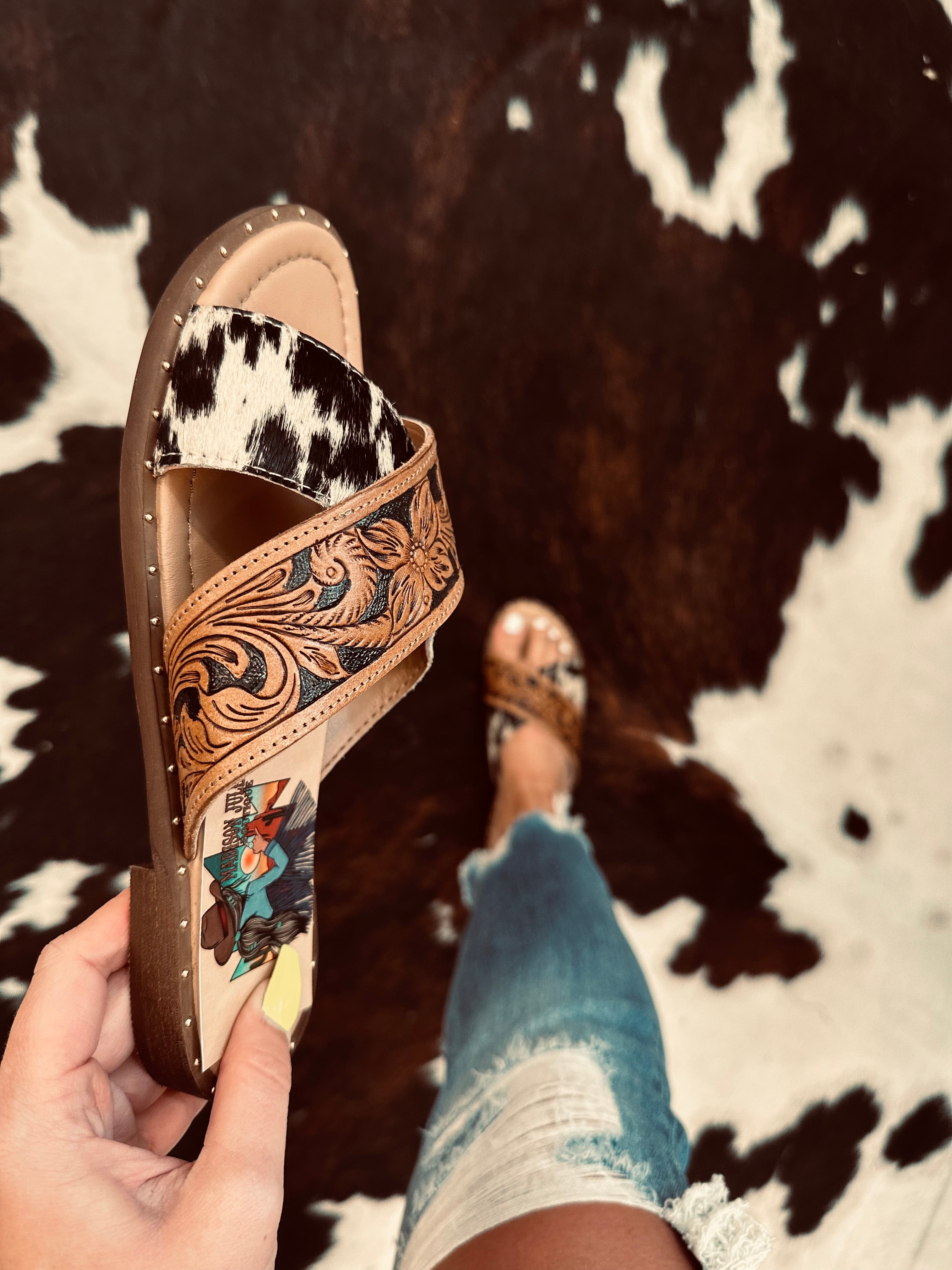 Chappy Western Hand-Tooled Sandals